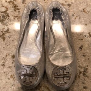 Tory Burch Silver Reva Flats